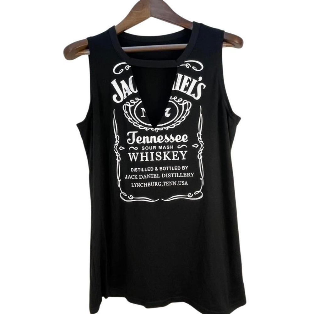 Black Jack Daniels Tennessee whiskey XL top cotton neck sexy cut out
